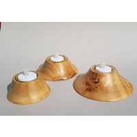 3Er Set Teelichthalter, Holz, Handgedrechselt von DerHolzkratzer