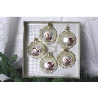 Alter Vintage Weihnachtsschmuck/5 Christbaum Kugeln Mit Engel Christbaumkugeln Deko Für Weihnachten Gold Farben 70Er Jahre von DerKleineShabbyLaden