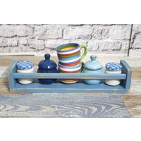 Kleines Holz Regal Wandregal Gewürzregal Pastell Blau Im Shabby Landhaus Stil von DerKleineShabbyLaden
