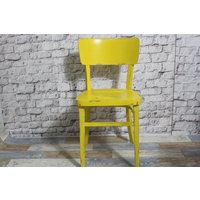Shabby Bauhausstuhl Theater Stuhl Küchenstuhl Aus Holz Gelb 60Er Jahre Chic Möbel Vintage Landhaus Country von DerKleineShabbyLaden