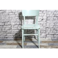 Shabby Bauhausstuhl Theater Stuhl Küchenstuhl Holzstuhl Esszimmerstuhl Pastell Grün 60Er Jahre Chic Möbel Vintage Landhaus Country von DerKleineShabbyLaden