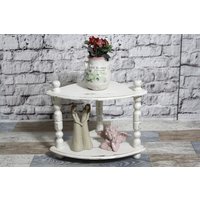 Shabby Eckregal Regal Wandregal Aus Holz Creme Weiß 60Er Jahre Chic Möbel Vintage Landhaus von DerKleineShabbyLaden