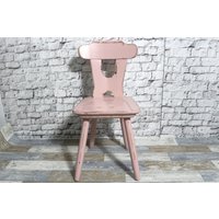 Shabby Küchenstuhl Holzstuhl Stuhl Aus Holz Pastell Rosa 60Er Jahre Chic Möbel Vintage Landhaus Country von DerKleineShabbyLaden