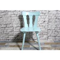 Shabby Küchenstuhl Holzstuhl Stuhl Esszimmerstuhl Hell Blau 60Er Jahre Chic Möbel Vintage Landhaus Country von DerKleineShabbyLaden