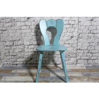 Shabby Küchenstuhl Holzstuhl Stuhl Esszimmerstuhl Türkis Blau 60Er Jahre Chic Möbel Vintage Landhaus Country von DerKleineShabbyLaden