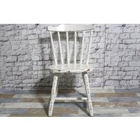Shabby Sprossenstuhl Küchenstuhl Holzstuhl Stuhl Esszimmerstuhl Creme Weiß 60Er Jahre Chic Möbel Vintage Landhaus Country von DerKleineShabbyLaden