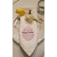 Bestickte Serviette, Servietten Mit Ostermoti Und Edler Stickerei von DerXteStich