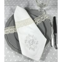 Bestickte Servietten Mit Edler Monogramm Stickerei, Für Feierliche Anlässe Bestickte Servietten Mit Edler Monogramm Stickerei, Für Feierliche Anlässe von DerXteStich