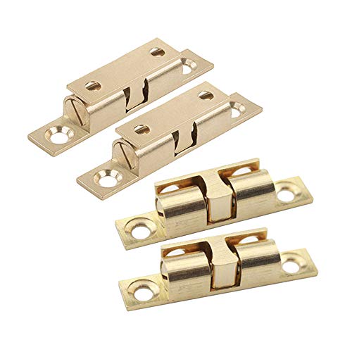 Derbway 4 Stück Türschnäpper 50mm Möbelschnäpper, Doppel-Rollenschnäpper Kugelschnapper für Küche Schranktüren Schränke Zuhause Möbel Türverschluß Halte Verschluss (Gold) von Derbway