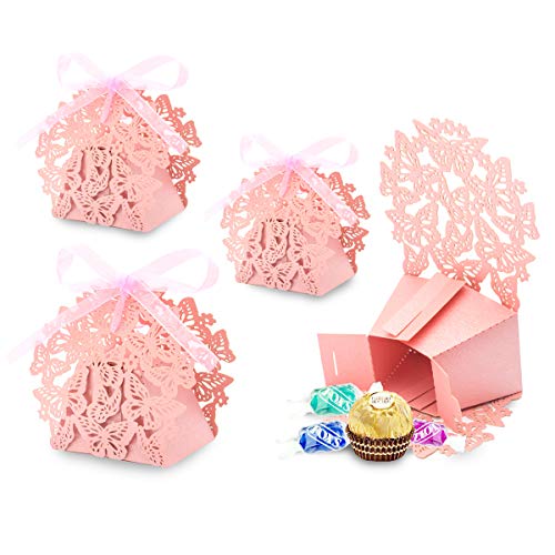 Derbway 30 Stück Rosa Schmetterling Hochzeit Geschenkbox mit Bändern, Gastgeschenk Kartonage klein Süßigkeiten Kartons, Tischdeko Favous Box,Kinder Party süße Boxen Derbway 30 Stück Rosa Schmetterling Hochzeit Geschenkbox mit Bändern, Gastgeschenk Kartonage klein Süßigkeiten Kartons, Tischdeko Favous Box,Kinder Party süße Boxen von Derbway