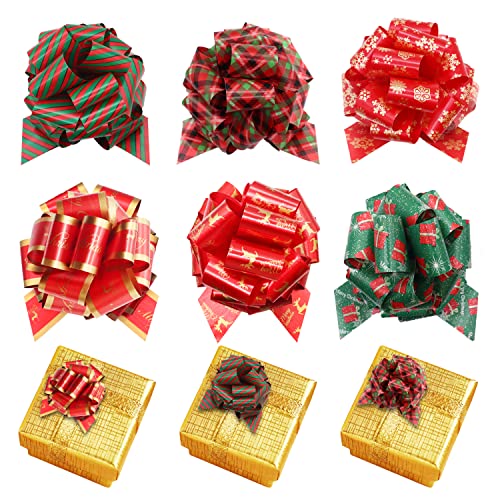 Derbway Weihnachtsschleifen 12 Stück 5'' Geschenkschleifen Dekorative Bänder, Korb, Blumenstrauß, Floristen von Derbway