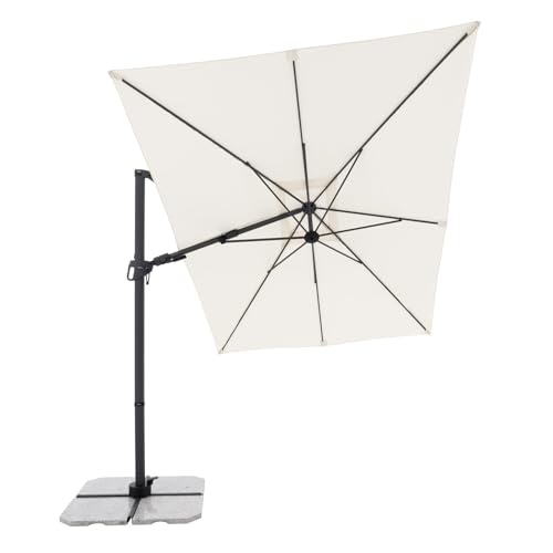 Derby Style Sonnenschirm - Ampelschirm 300 cm x 220 cm in Natur um 360° drehbar - Sonnenschirm groß mit Ständer - Pendelschirm wasserdicht für Garten & Terrasse - Kippbarer Gartenschirm von Doppler
