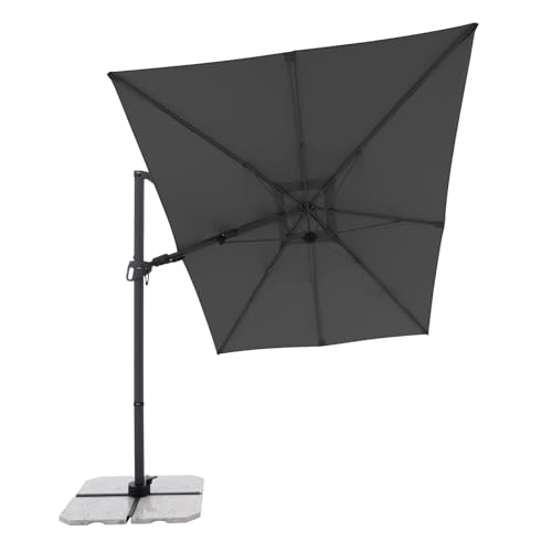 Doppler - Derby Style Sonnenschirm - Ampelschirm 300 cm x 220 cm in Dunkelgrau um 360° drehbar - Sonnenschirm groß mit Ständer - Pendelschirm wasserdicht für Garten & Terrasse - Kippbarer Gartenschirm von Doppler
