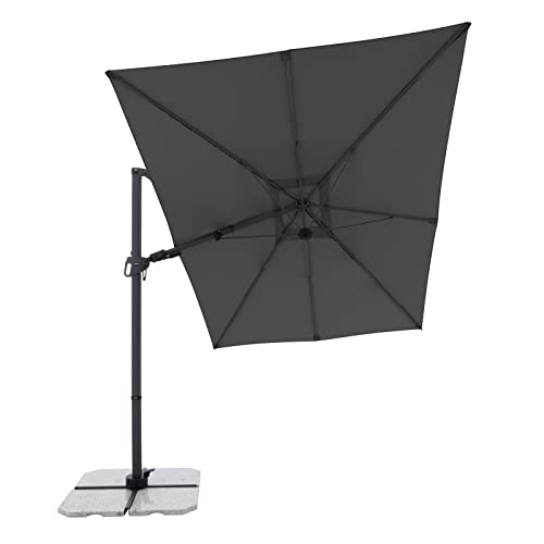 Derby Style Sonnenschirm - Ampelschirm 300 cm x 220 cm in Dunkelgrau um 360° drehbar - Sonnenschirm groß mit Ständer - Pendelschirm wasserdicht für Garten & Terrasse - Kippbarer Gartenschirm von Doppler