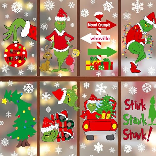 Fensterbilder Weihnachten, 8 Pcs Fensterdeko Weihnachten Aufkleber, Fensterbilder Weihnachten Selbstklebend, Weihnachten Wandaufkleber, DIY Aufkleber für Weihnachtsdeko von Dereine
