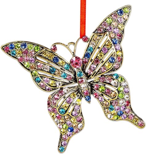 Metall Schmetterling Weihnachtsschmuck 2023 - Bunte Weihnachtsbaum Ornament, Hängende Ornamente Andenken Geschenke für Mädchen, Schwestern, Mutter, Oma von Dereine