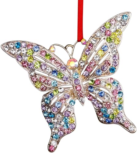 Metall Schmetterling Weihnachtsschmuck 2023 - Bunte Weihnachtsbaum Ornament, Hängende Ornamente Andenken Geschenke für Mädchen, Schwestern, Mutter, Oma von Dereine