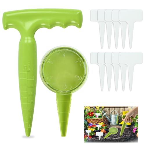 12pcs Pflanzhilfe Garten, Pflanzhilfe für Blumenzwiebeln, Pflanzlocher, Seed Dispenser, Pflanzenschilder, Grün, Pflanzmaschine, Einpflanzhilfe für Sukkulenten, Gemüse und Blumen von Dereine