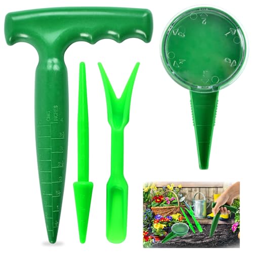 4pcs Pflanzhilfe Garten, Pflanzhilfe für Blumenzwiebeln, Pflanzlocher, Seed Dispenser, Pikierstab, Pflanzmaschine, Grün, Einpflanzhilfe für Sukkulenten, Gemüse und Blumen von Dereine