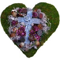 Grabgesteck Kreuz Moosherz Urnengrab Allerheiligen Gesteck Grabschmuck Dunkelrot Grabgesteck Kreuz Moosherz Urnengrab Allerheiligen Gesteck Grabschmuck Dunkelrot von DerkleineDekoladen