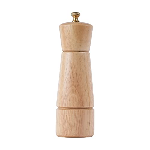 DeroTeno Pfeffermühle, Verstellbare Pfeffer mühle aus Edelstahl, Gummiholz, 16,5 cm Höhe, Unterer DIA: 5 cm, Oberer DIA: 4,5 cm (Tablett ist NICHT im Lieferumfang enthalten) von DeroTeno