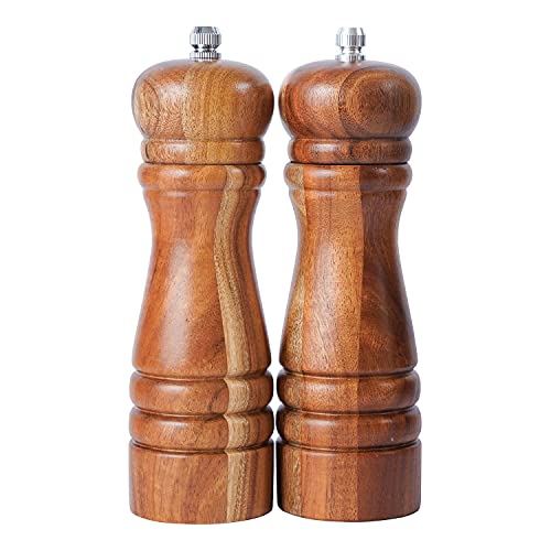 DeroTeno Pfeffermühle und Salzmühle Set, Gewürzmühlen 2er-Set, Salz und Pfeffer Mühle aus Akazienholz mit Keramikmahlwerk, H 16,5 cm DeroTeno Pfeffermühle und Salzmühle Set, Gewürzmühlen 2er-Set, Salz und Pfeffer Mühle aus Akazienholz mit Keramikmahlwerk, H 16,5 cm von DeroTeno