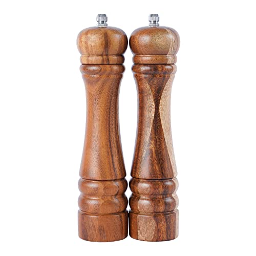 DeroTeno Salz- und Pfeffermühle Set, Gewürzmühlen 2er-Set, Salz und Pfeffer Mühle aus Akazienholz mit Keramikmahlwerk, H 21 cm DeroTeno Salz- und Pfeffermühle Set, Gewürzmühlen 2er-Set, Salz und Pfeffer Mühle aus Akazienholz mit Keramikmahlwerk, H 21 cm von DeroTeno
