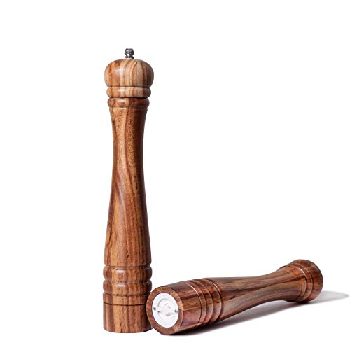 DeroTeno Salz- und Pfeffermühle Set, Gewürzmühlen 2er-Set, Salz und Pfeffer Mühle aus Akazienholz mit Keramikmahlwerk, H 30 cm DeroTeno Salz- und Pfeffermühle Set, Gewürzmühlen 2er-Set, Salz und Pfeffer Mühle aus Akazienholz mit Keramikmahlwerk, H 30 cm von DeroTeno