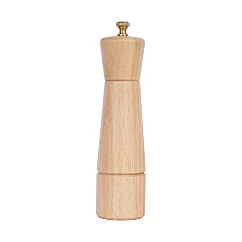 DeroTeno Salzmühle, Salz mühle mit verstellbarem Keramik-Mahlkern, Gummiholz, 22 cm Höhe, Boden DIA: 5,5 cm (Tablett ist NICHT im Lieferumfang enthalten) von DeroTeno