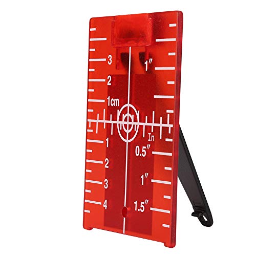 Laser-Zieltafel, Magnetische Zieltafel mit Bein für Laser-Level-Meter Kreuzlinien-Doppelskala Ca. 4,1 x 3 Zoll(rot) von Deror