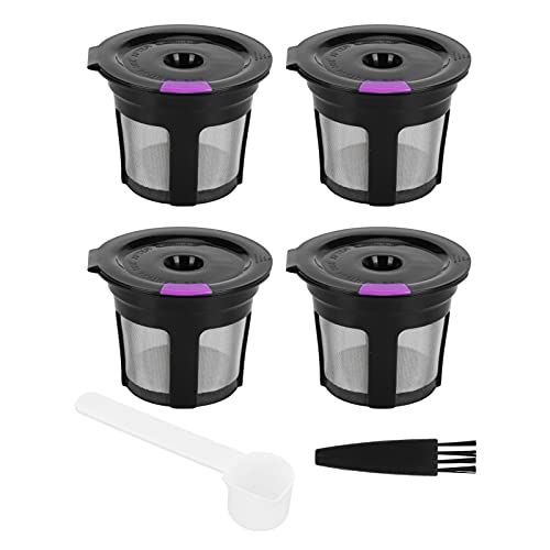 Wiederverwendbare K-Becher für nachfüllbare Keurig 2.0- und 1.0-K-Becher Keurig-Filter Wiederverwendbare Filterbecher mit Pinsel und Löffel, Kaffeefilter aus Edelstahl (6er-Set)(4 black (PP bag)) von Deror