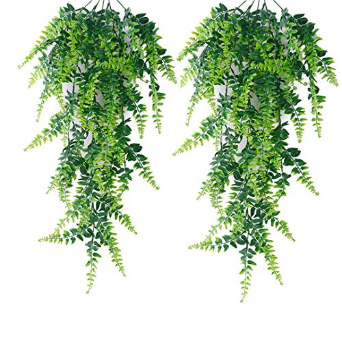2 Stück Künstlich Hängepflanzen persischen Kletterpflanze Pflanzen Hängend Künstliche Grünpflanze Blätter Vine Kunstpflanzen für Innen Draussen Balkon Topf Hochzeit Garten Deko von Deruxan