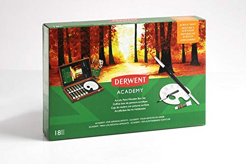 Derwent Academy Acryl Malset, Acrylfarben in einer Geschenk-Box aus Holz, 18er-Set Farben, Inklusive Pinsel, Mischpalette & Block, Academy-Serie, 2305674 Derwent Academy Acryl Malset, Acrylfarben in einer Geschenk-Box aus Holz, 18er-Set Farben, Inklusive Pinsel, Mischpalette & Block, Academy-Serie, 2305674 von Derwent