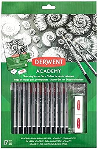 Derwent Academy Sketching Starter Set Bleistifte, Zeichnen & Ausmalen, 17er-Set, Starter Sketching Kit, Inklusive Spitzer & Radierer, Ideal für Skizzen, Academy-Serie, 2305679 von Derwent