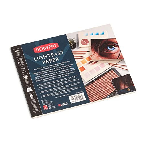Derwent Lightfast Papierblock 229 x 305 mm, 300 g/m², 20 Blatt Papier, Glatte heißgepresste Oberfläche, Säurefrei, Ideal fürs Zeichnen und Malen, Professionelle Qualität, 2305832 von Derwent