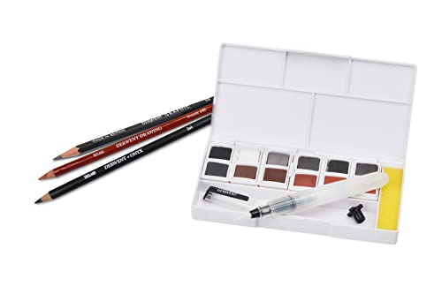 Derwent Shade & Tone Mixed Media Set, 16-Teiliges Set Verschiedener Malmedien, Naturmalfarben mit Inktense, Graphitint, Bleistiften & Getönter Kohle, Professionelle Qualität, 2305903 von Derwent