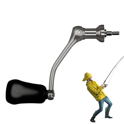 Derwrtup Angelrollengriff, Angelrollen-Kurbel-Rockarm | Angelrad Kurbelgriff Ergonomische Wippe,Bequemer Schraubknopf, Ersatzgriffteile für das Süßwasser- und Meerwasserangeln von Derwrtup
