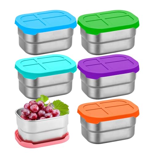 Derwrtup Edelstahl Snackbehälter | Stapelbar Wiederverwendbar Kleine Metall Brotdose 240 ml - 6-teiliges Aufbewahrungsset für Kinder Kindergarten Schule Mittagessen Derwrtup Edelstahl Snackbehälter | Stapelbar Wiederverwendbar Kleine Metall Brotdose 240 ml - 6-teiliges Aufbewahrungsset für Kinder Kindergarten Schule Mittagessen von Derwrtup