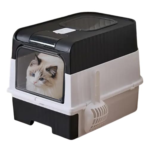 Derwrtup Katzenklo | Katzentoilette Mit Haube,Mit Schaufel Leichtes Geruchskontroll-Sieb Faltbare Umrandung Für Innenbereich Ecke Einfache Reinigung von Derwrtup
