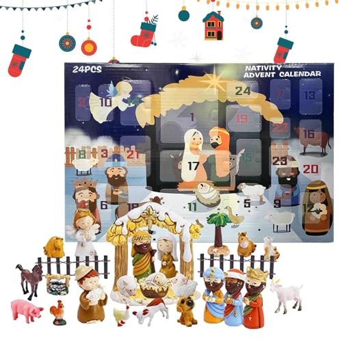 Derwrtup Krippen-Adventskalender Weihnachten | Weihnachtskalender Krippenszene 24 Türchen | Religiöses Weihnachtsspielset Figuren Christliche Festdekoration | Für Kinder Jugendliche Mädchen Derwrtup Krippen-Adventskalender Weihnachten | Weihnachtskalender Krippenszene 24 Türchen | Religiöses Weihnachtsspielset Figuren Christliche Festdekoration | Für Kinder Jugendliche Mädchen von Derwrtup