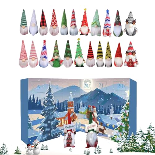 Derwrtup Weihnachtskalender Mit Zwerge Figuren - 24 Türchen Mit Weihnachtswichteln,Festliche Deko Schreibtischschmuck Geschenk Für Familie von Derwrtup