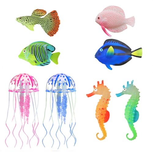 8 Stück Aquarium Dekoration, Künstliche Schwimmende Fische mit Saugnapf, Bewegliche Quallen & Leuchtende Seepferdchen, Simulation Fische Verzierung für Aquarium Zubehör 8 Stück Aquarium Dekoration, Künstliche Schwimmende Fische mit Saugnapf, Bewegliche Quallen & Leuchtende Seepferdchen, Simulation Fische Verzierung für Aquarium Zubehör von DeryArcle