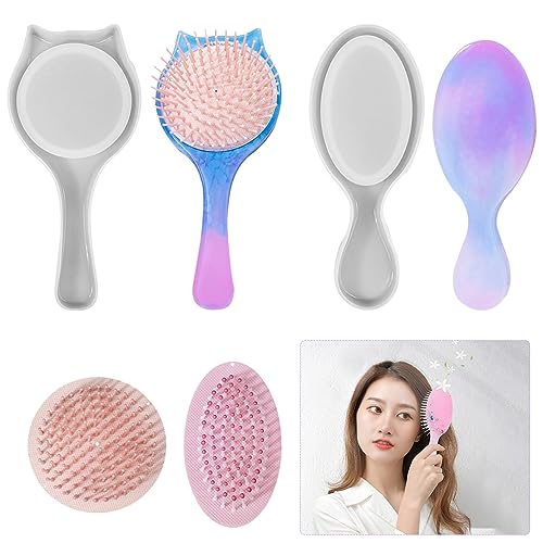 DeryArcle 2 Stück Kamm Silikonform Epoxidharz, Katzenohr Gießform Kamm, Oval Comb Harz Form Resin Kammformen für Haarkämme Frisierkamm Haarschneidekamm von DeryArcle