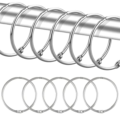 DeryArcle 20 Stück Duschvorhang Ringe, Ringe für Duschvorhang Rund, Duschvorhang Haken, Duschring, Vorhanghaken Metall, für Duschkabinenstange, Badezimmervorhänge (Silber) von DeryArcle