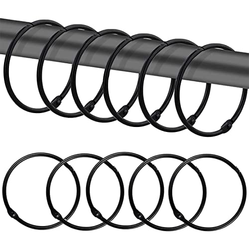 DeryArcle 20 Stück Duschvorhang Ringe, Ringe für Duschvorhang Rund, Duschvorhang Haken, Duschring, Vorhanghaken Metall, für Duschkabinenstange, Badezimmervorhänge (schwarz) von DeryArcle