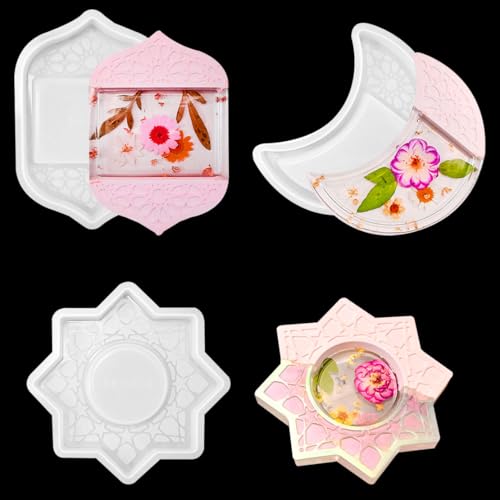 DeryArcle 3 Stück Epoxidharz Formen Tablett, Silikonformen Sonne Mond Platte für Schmuck Lagerung, Gießformen Tablett für die Heimdekoration, DIY-Handwerk Geschenk von DeryArcle