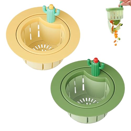 DeryArcle Abflusssieb Siebkörbchen,Haarsieb Abflussstopfen Küchenspüle, Abfluss Waschbeckenstöpsel Waschbeckensieb Sieb fur Badezimmern Kuche Spülbecken Sieb (Green+Yellow) von DeryArcle