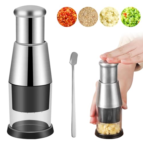 DeryArcle Gepresster Knoblauchstampfer Aus Edelstahl 304 Knoblauchhacker Knoblauchhacker Knoblauchstampfer Geeignet Zum Hacken Von Knoblauch, Schneiden Von Paprika von DeryArcle