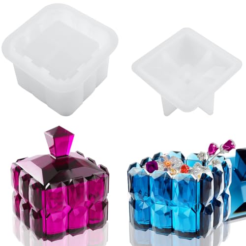 DeryArcle Gießform Schachtel Quadrat, Harz Formen Schmuckbox Würfel Silikonformen Epoxidharz Aufbewahrungsbox Mit Deckel Resin Box Mold für DIY Domino Kosmetik Bürste Süßigkeiten Behälter von DeryArcle