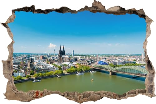 DesFoli Wandtattoo Köln Skyline - verschiedene Rahmentypen DW000241 Farbe Brauner Stein Querformat, Größe 150 cm x 100 cm von DesFoli
